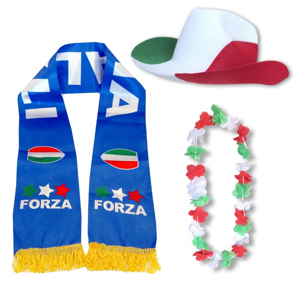 Fan-Paket &quot;Italien&quot; Italy Italia WM EM Fußball Schal Hawaiikette Hut Fanartikel