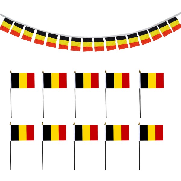 FANSET EM Fußball &quot;Belgien&quot; Belgium Girlande 10x Handflaggen