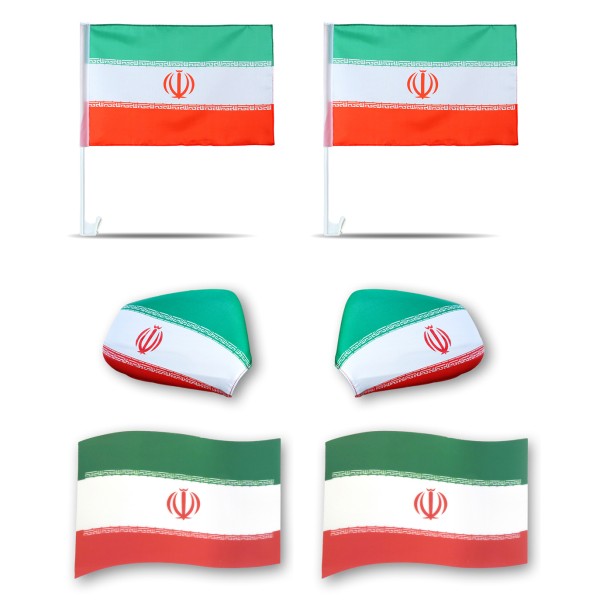 Fanpaket fürs Auto EM &quot;Iran&quot; Fußball 3D Magnet Außenspiegel Flaggen