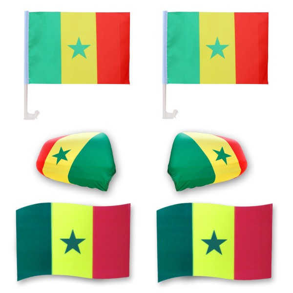 Fanpaket fürs Auto EM &quot;Senegal&quot; Fußball 3D Magnet Außenspiegel Flaggen