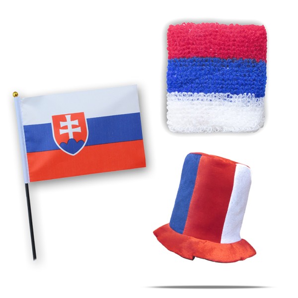 FANSET EM Fußball &quot;Slowakei&quot; Slovakia Zylinder Hut Schweißband Mini Flagge