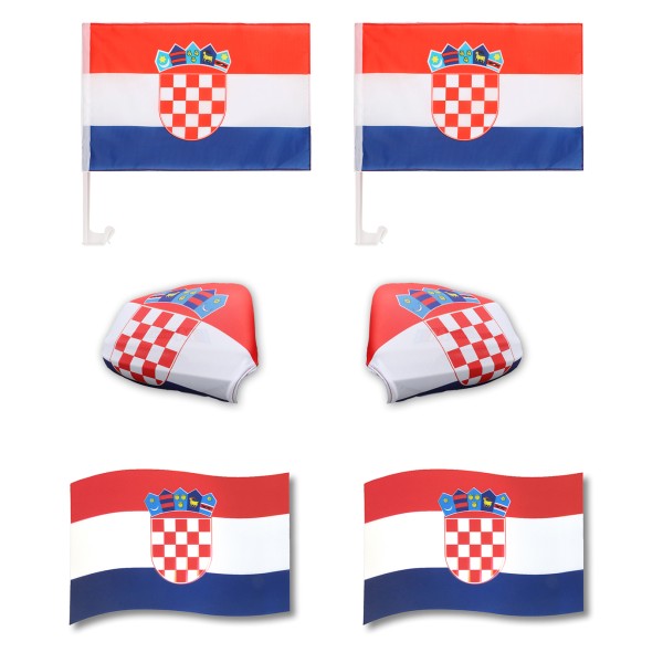 Fanpaket fürs Auto EM &quot;Kroatien&quot; Croatia Fußball 3D Magnet Außenspiegel Flaggen