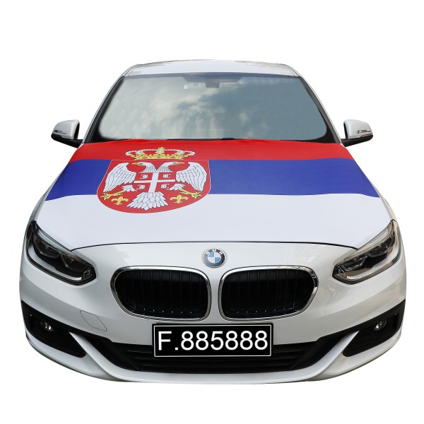 EM Fußball &quot;Serbien&quot; Serbia Motorhauben Überzieher Auto Flagge Fahne