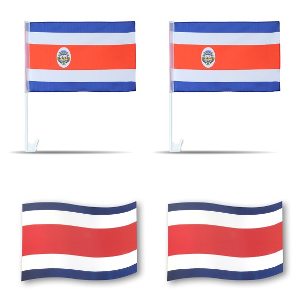 Fanpaket fürs Auto EM &quot;Costa-Rica&quot; Fußball Flaggen 3D Magnet Fahren Autofahnen