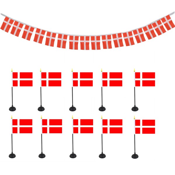 FANSET EM Fußball &quot;Dänemark&quot; Denmark Girlande Handflaggen Tischhalter