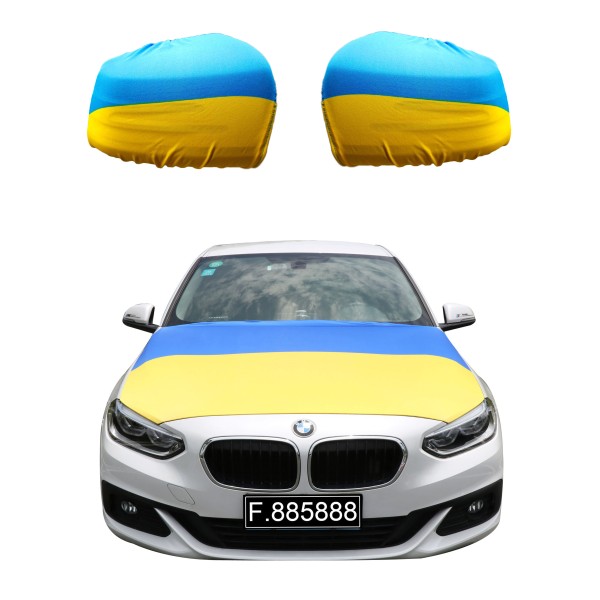 Fanset Auto EM &quot;Ukraine&quot; Ukrain Fußball Motorhaube Außenspiegel Flagge