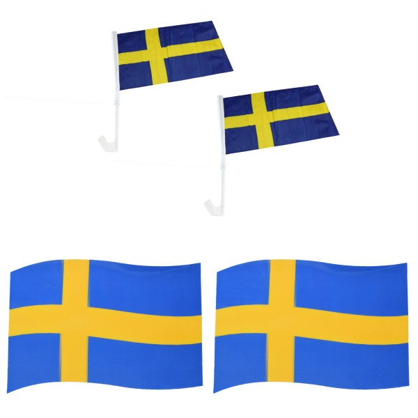 Fanpaket fürs Auto EM &quot;Schweden&quot; Sweden Fußball Flaggen 3D Magnet Fahren
