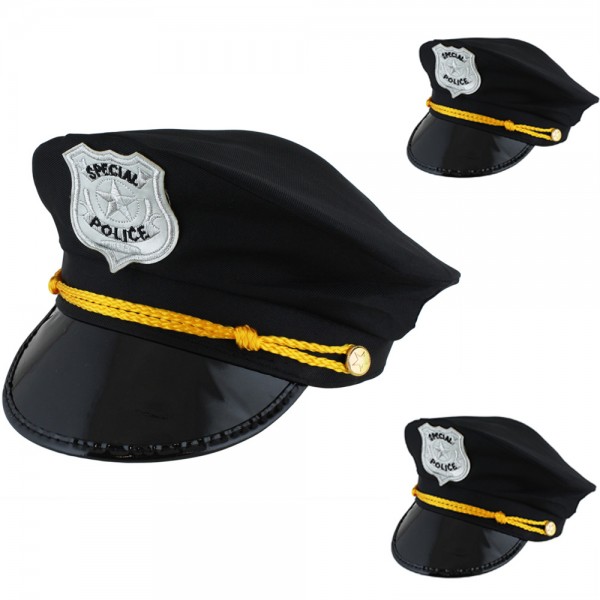3er SET Hut &quot;Polizei&quot; Polizist Kostüm Fasching Officer Karneval
