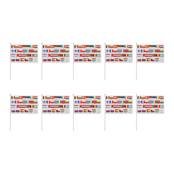 10er Set Fahne Flagge Winkfahne &quot;Europa 27 Länder&quot; Handfahne EM WM