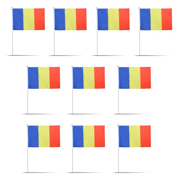 10er Set Fahne Flagge Winkfahne &quot;Rumänien&quot; Romania Handfahne EM WM