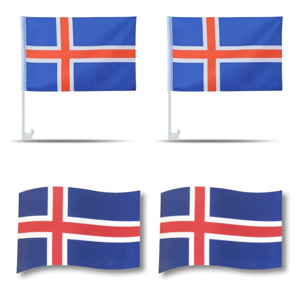 Fanpaket fürs Auto EM &quot;Island&quot; Iceland Fußball Flaggen 3D Magnet Fahren Autofahnen