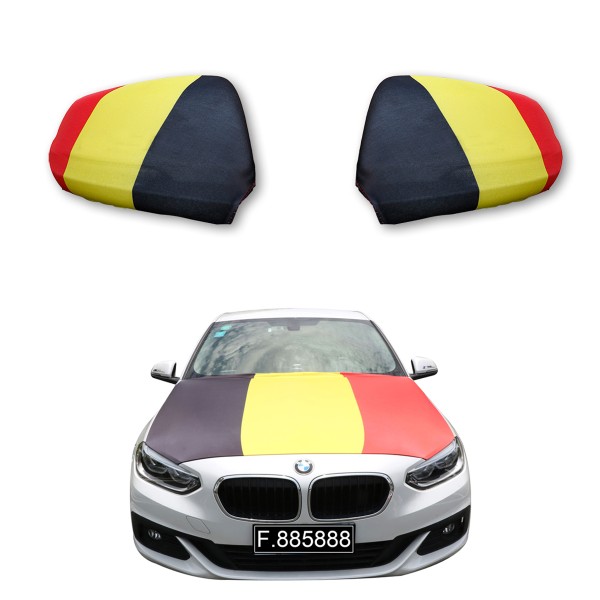 Fanset Auto EM &quot;Belgien&quot; Belgium Fußball Motorhaube Außenspiegel Flagge