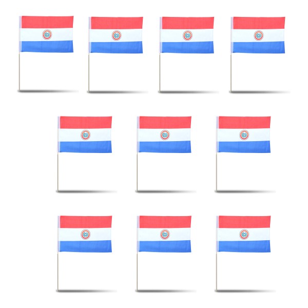 10er Set Fahne Flagge Winkfahne &quot;Paraguay&quot; Handfahne EM WM