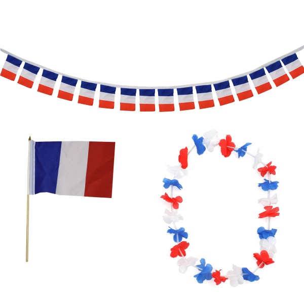 FANSET EM Fußball &quot;Frankreich&quot; France Girlande Mini Hand Flagge Hawaiikette