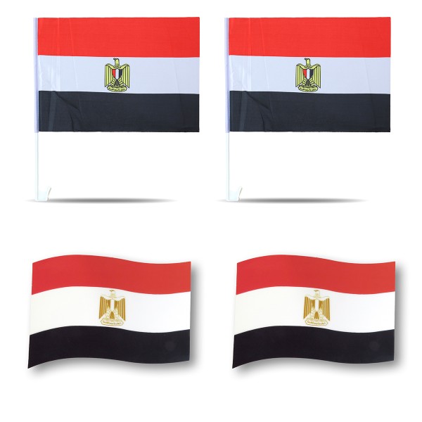 Fanpaket fürs Auto EM &quot;Ägypten&quot; Egypt Fußball Flaggen 3D Magnet Fahren Autofahnen