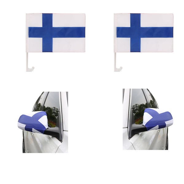 Fan-Paket-3 &quot;Finnland&quot; WM EM Länder Fußball Flaggen Fahren Autoset Spiegelflaggen