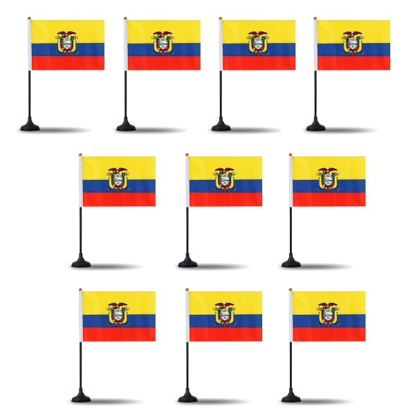 Mini Handfahnen mit Tischständer Fuß 10 Stück Set &quot;Equador&quot; EM WM Flaggen Fanartikel