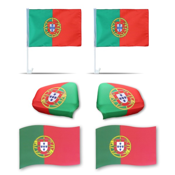 Fanpaket fürs Auto EM &quot;Portgual&quot; Fußball 3D Magnet Außenspiegel Flaggen