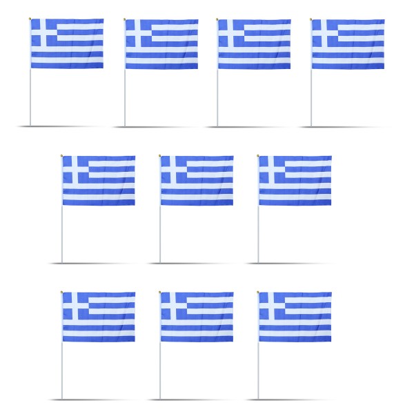 10er Set Fahne Flagge Winkfahne &quot;Griechenland&quot; Greece Handfahne EM WM