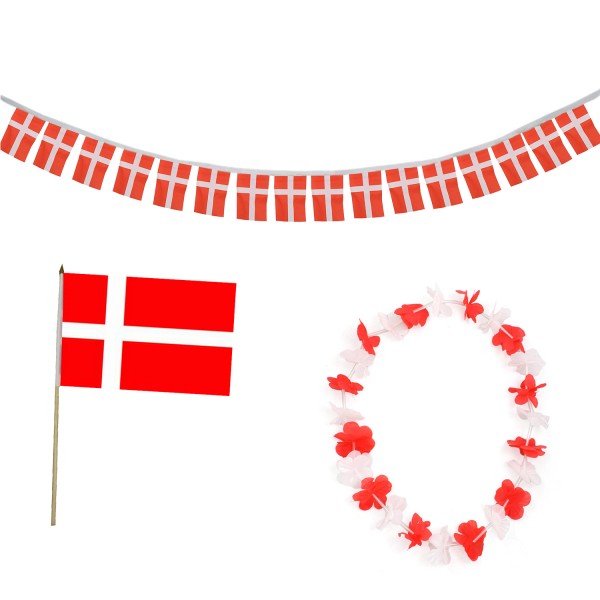 FANSET EM Fußball &quot;Dänemark&quot; Denmark Girlande Mini Hand Flagge Hawaiikette