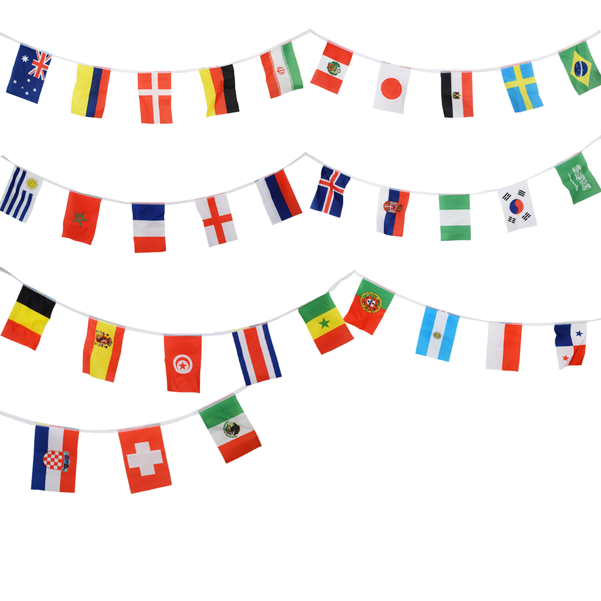Flaggenkette ca.14 x 21 cm WM 2018 32 Länder Fussball Fanartikel 