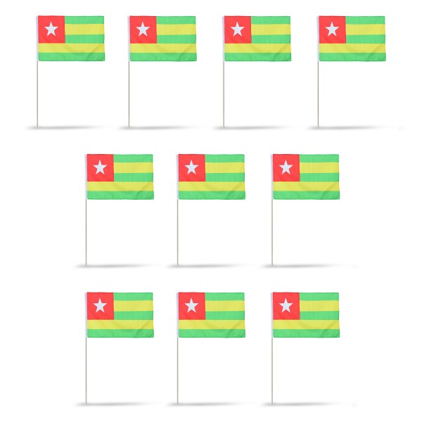 10er Set Fahne Flagge Winkfahne &quot;Togo&quot; Handfahne EM WM