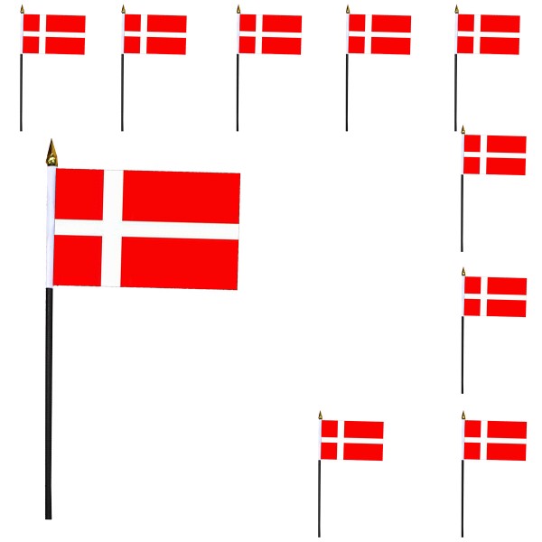 Mini Handfahnen 10 Stück Set &quot;Dänemark&quot; Denmark Dansk EM WM Flaggen Fanartikel