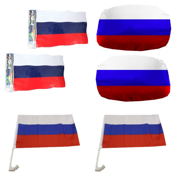Fan-Paket Auto &quot;Russland&quot; Russia EM WM Länder Fußball Flaggen Außenspiegel Sticker
