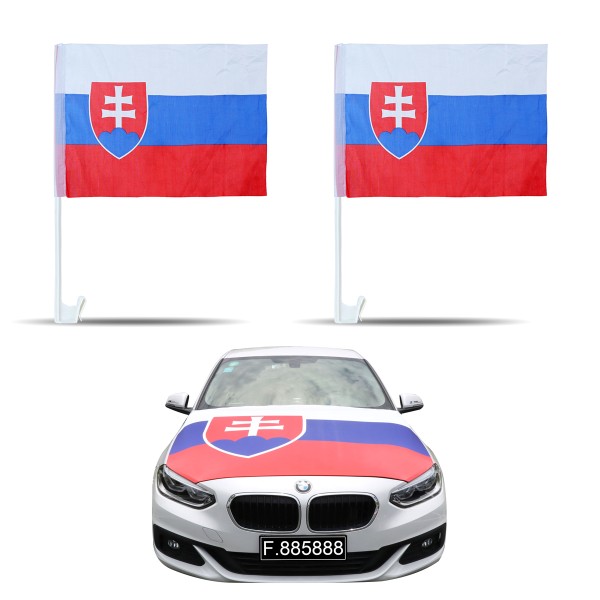 Aut-Fan-Paket EM &quot;Slowakei&quot; Slovakia Fußball Flaggen Außenspiegel Motorhaubenüberzug
