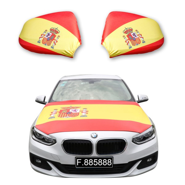 Fanset Auto EM &quot;Spanien&quot; Spain Fußball Motorhaube Außenspiegel Flagge