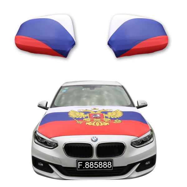 Fanset Auto EM &quot;Russland&quot; Russia Fußball Motorhaube Außenspiegel Flagge