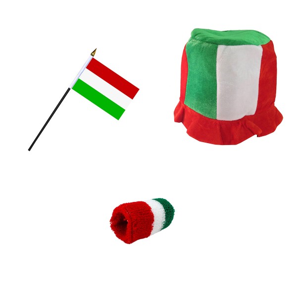 FANSET EM Fußball &quot;Ungarn&quot; Hungary Zylinder Hut Schweißband Mini Flagge