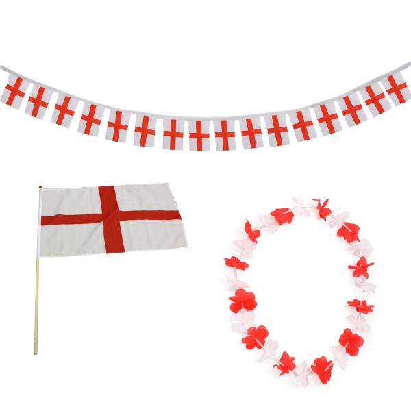 FANSET EM Fußball &quot;England&quot; Girlande Mini Hand Flagge Hawaiikette