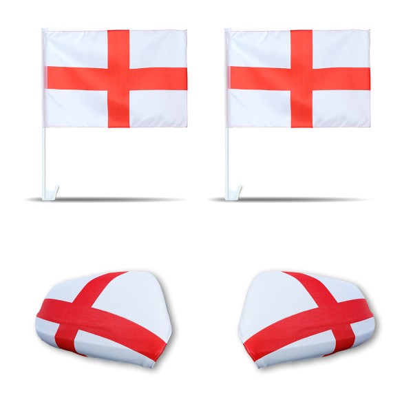 Fan-Paket-3 &quot;England&quot; WM EM Länder Fußball Flaggen Fahren Autoset Spiegelflaggen