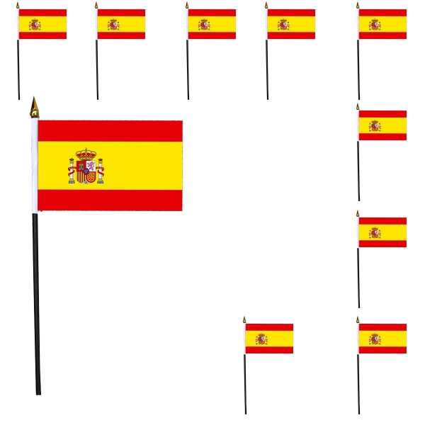 Mini Handfahnen 10 Stück Set &quot;Spanien&quot; Espana Spain EM WM Flaggen Fanartikel