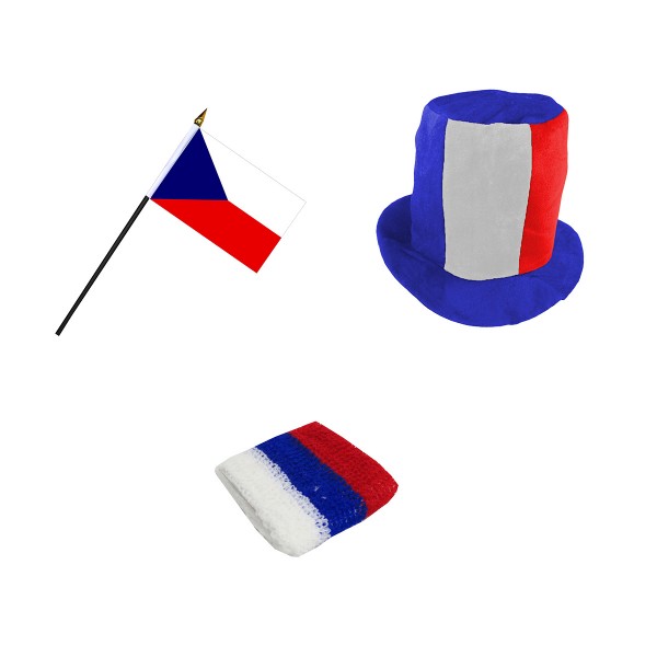 FANSET EM Fußball &quot;Tschechien&quot; Czech Republic Zylinder Hut Schweißband Mini Flagge