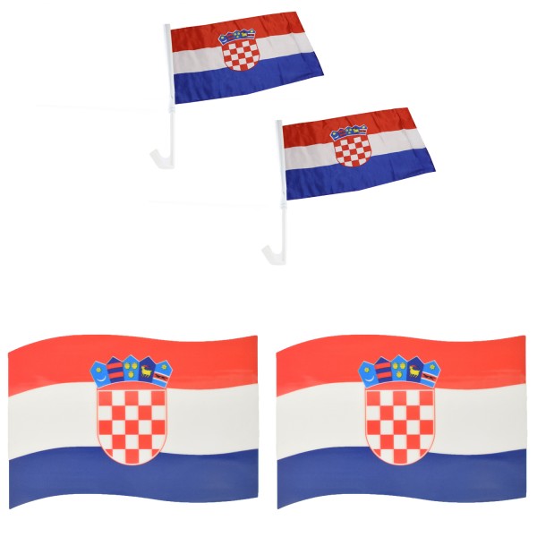 Fanpaket fürs Auto EM &quot;Kroatien&quot; Croatia Fußball Flaggen 3D Magnet Fahren