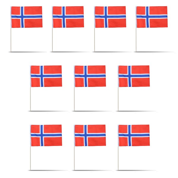 10er Set Fahne Flagge Winkfahne &quot;Norwegen&quot; Norway Handfahne EM WM