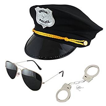 SET &quot;Police Officer&quot; Hat Handcuffs Sunglasses Costume Stag Party