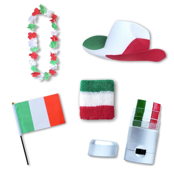 Fan-Paket EM &quot;Italien&quot; Italy Fußball Hut Kette Schminke Schweißband Flagge