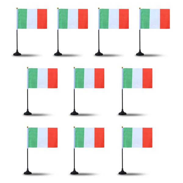 Mini Handfahnen mit Tischständer Fuß 10 Stück Set &quot;Italien&quot; Italy Italia EM WM Flaggen Fanartikel