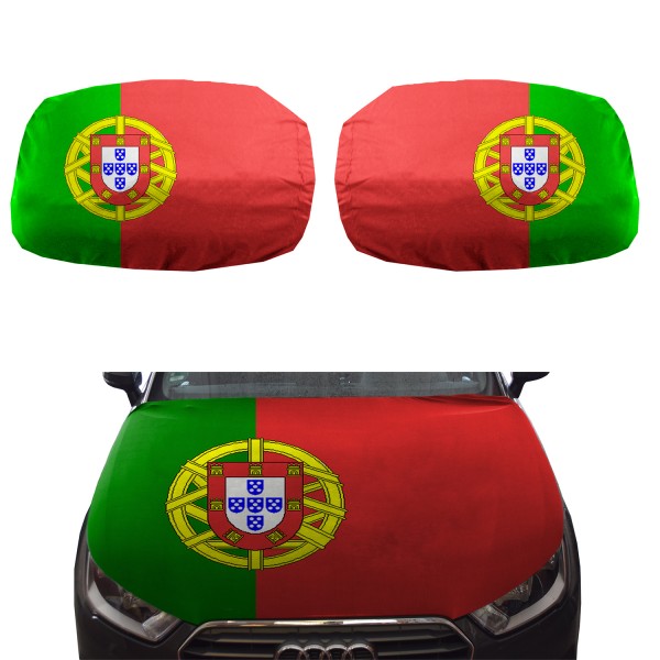 Fanset Auto EM &quot;Portugal&quot; Fußball Motorhaube Außenspiegel Flagge