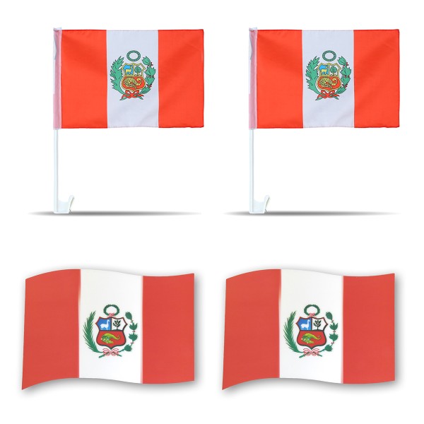 Fanpaket fürs Auto EM &quot;Peru&quot; Fußball Flaggen 3D Magnet Fahren Autofahnen