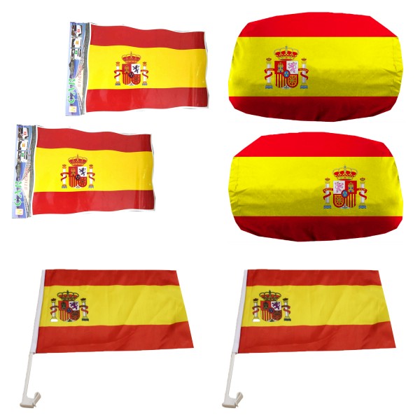 Fan-Paket Auto &quot;Spanien&quot; Spain Espana EM WM Länder Fußball Flaggen Außenspiegel Sticker