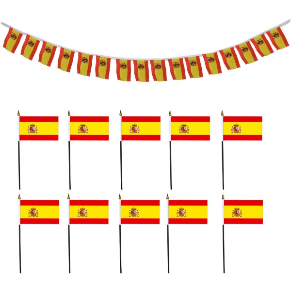 FANSET EM Fußball &quot;Spanien&quot; Spain Girlande 10x Handflaggen