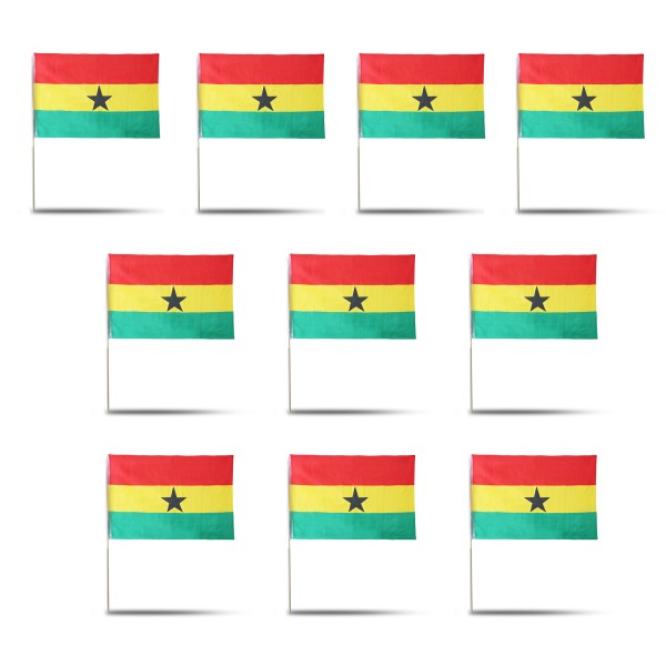 10er Set Fahne Flagge Winkfahne &quot;Ghana&quot; Handfahne EM WM