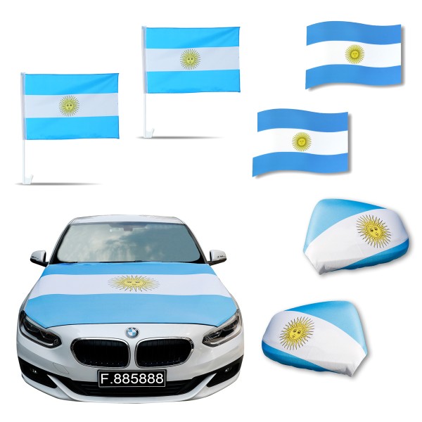 Auto-Fan-Paket EM &quot;Argentinien&quot; Argentina Fußball Flaggen Außenspiegel 3D Magnet Motorhaubenüberzug