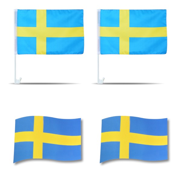 Fanpaket fürs Auto EM &quot;Schweden&quot; Sweden Fußball Flaggen 3D Magnet Fahren