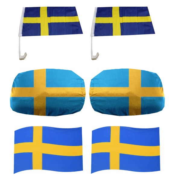 Fanpaket fürs Auto EM &quot;Schweden&quot; Sweden Fußball 3D Magnet Außenspiegel Flaggen