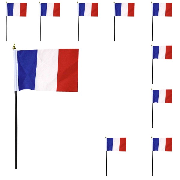 Mini Handfahnen 10 Stück Set &quot;Frankreich&quot; France EM WM Flaggen Fanartikel